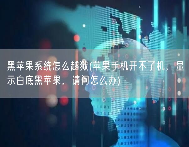 黑苹果系统怎么越狱(苹果手机开不了机，显示白底黑苹果，请问怎么办)