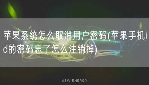 苹果系统怎么取消用户密码(苹果手机id的密码忘了怎么注销掉)