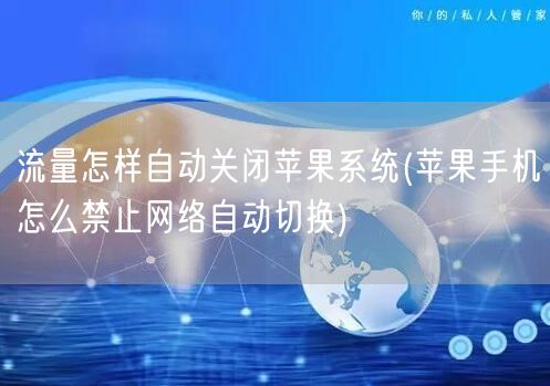 流量怎样自动关闭苹果系统(苹果手机怎么禁止网络自动切换)