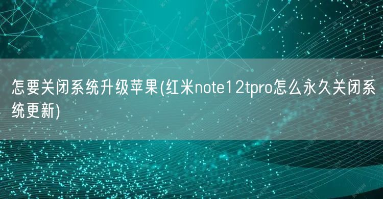 怎要关闭系统升级苹果(红米note12tpro怎么永久关闭系统更新)