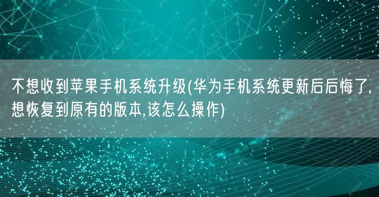 不想收到苹果手机系统升级(华为手机系统更新后后悔了,想恢复到原有的版本,该怎么操作)