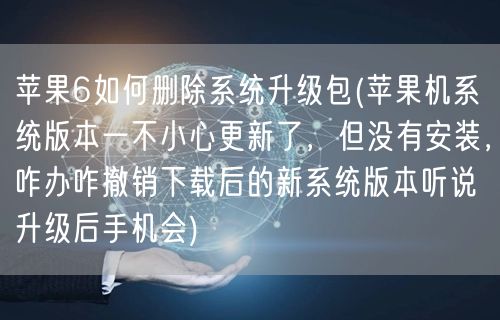 苹果6如何删除系统升级包(苹果机系统版本一不小心更新了，但没有安装，咋办咋撤销下载后的新系统版本听说升级后手机会)