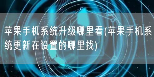 苹果手机系统升级哪里看(苹果手机系统更新在设置的哪里找)