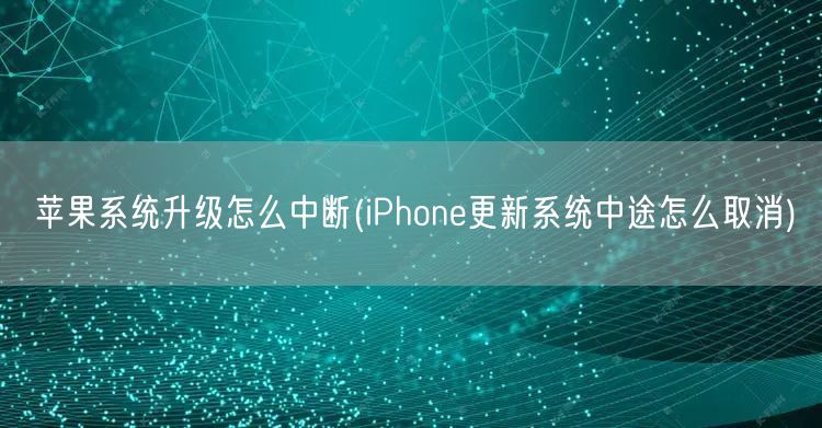 苹果系统升级怎么中断(iPhone更新系统中途怎么取消)