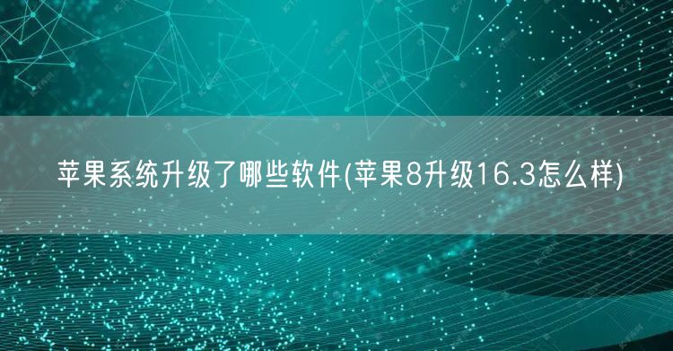 苹果系统升级了哪些软件(苹果8升级16.3怎么样)