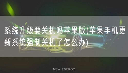 系统升级要关机吗苹果版(苹果手机更新系统强制关机了怎么办)