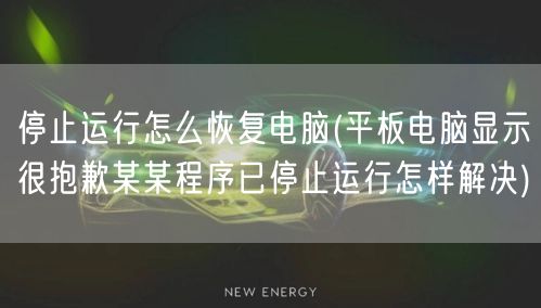 停止运行怎么恢复电脑(平板电脑显示很抱歉某某程序已停止运行怎样解决)